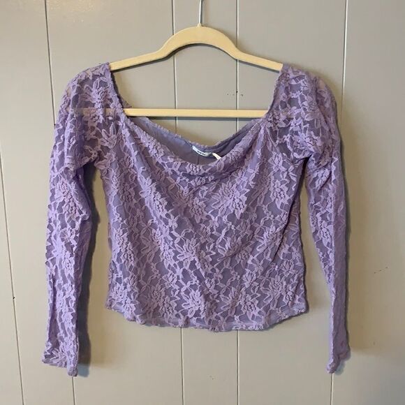 NWT Kimchi Blue Lilac Lace Top Size Large - Picture 1 of 3